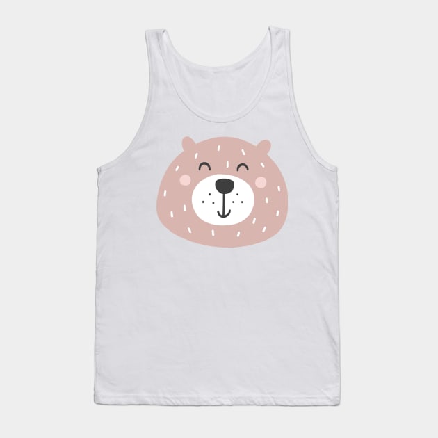 Cute Smiling Pink Bear Tank Top by greenoriginals